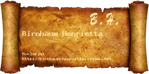 Birnbaum Henrietta névjegykártya